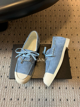 Thin-soled color-blocked lace-up casual shoes