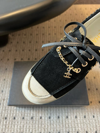 Thin-soled color-blocked lace-up casual shoes