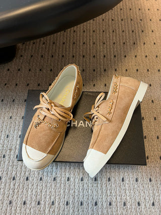 Thin-soled color-blocked lace-up casual shoes