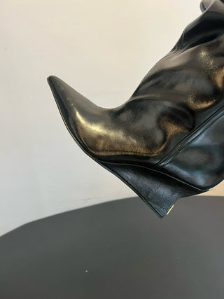 Balmai* Pleated Pointed Toe Slouch Boots Tall Boots