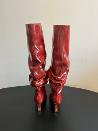 Balmai* Pleated Pointed Toe Slouch Boots Tall Boots