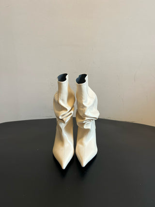 Balmai* Pleated Pointed Toe Slouch Boots Ankle Boots