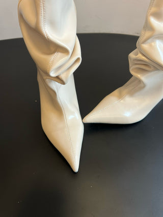 Balmai* Pleated Pointed Toe Slouch Boots Ankle Boots