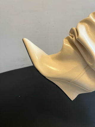 Balmai* Pleated Pointed Toe Slouch Boots Ankle Boots