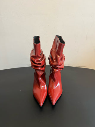 Balmai* Pleated Pointed Toe Slouch Boots Ankle Boots