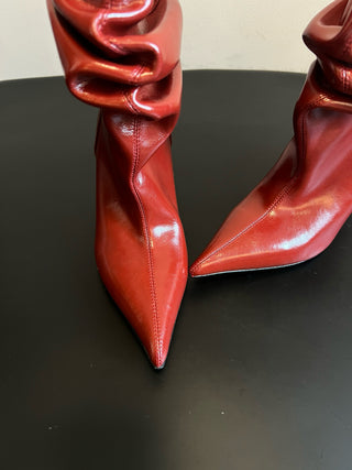 Balmai* Pleated Pointed Toe Slouch Boots Ankle Boots