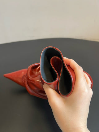 Balmai* Pleated Pointed Toe Slouch Boots Ankle Boots