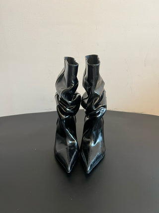 Balmai* Pleated Pointed Toe Slouch Boots Ankle Boots