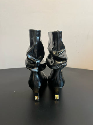 Balmai* Pleated Pointed Toe Slouch Boots Ankle Boots