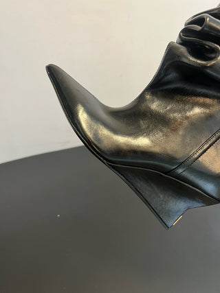 Balmai* Pleated Pointed Toe Slouch Boots Ankle Boots