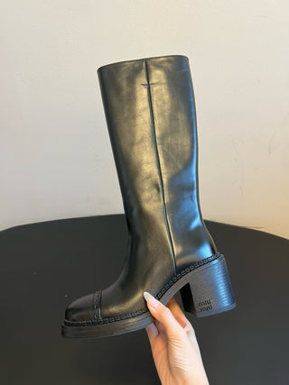 Miu Mi* Sweet and Cool Style Black High Boots (Thigh-High Boots)
