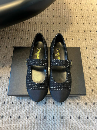 Chanel* Round Toe Patchwork Style Flat Mary Jane Shoes