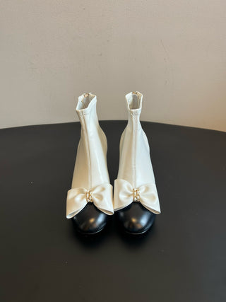 Chane* bow-embellished block-heeled ankle boots