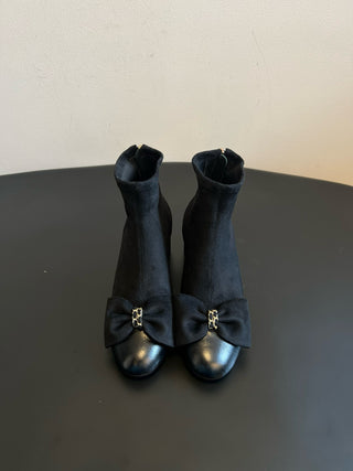 Chane* bow-embellished block-heeled ankle boots