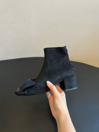 Chane* bow-embellished block-heeled ankle boots