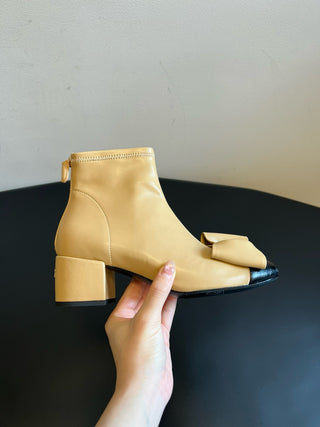 Chane* bow-embellished block-heeled ankle boots