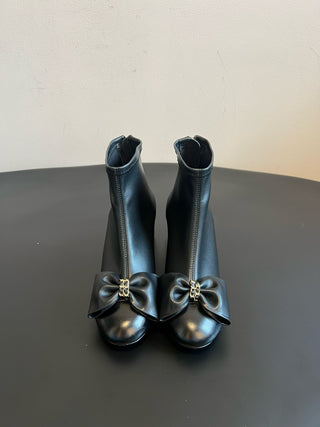 Chane* bow-embellished block-heeled ankle boots
