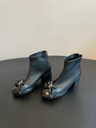 Chane* bow-embellished block-heeled ankle boots