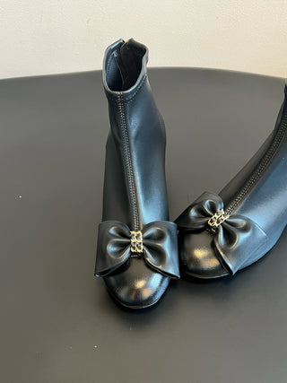 Chane* bow-embellished block-heeled ankle boots