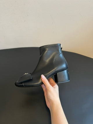 Chane* bow-embellished block-heeled ankle boots