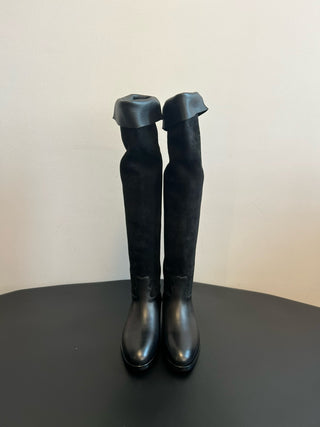 Chane* Autumn/Winter Suede Colorblock Slip-On Knight Mid-Tall Boots