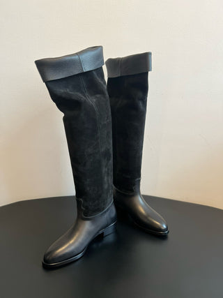 Chane* Autumn/Winter Suede Colorblock Slip-On Knight Mid-Tall Boots