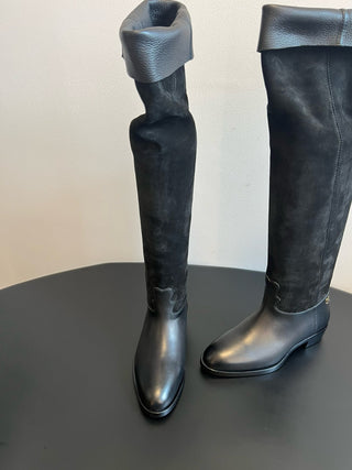 Chane* Autumn/Winter Suede Colorblock Slip-On Knight Mid-Tall Boots