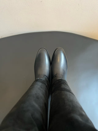 Chane* Autumn/Winter Suede Colorblock Slip-On Knight Mid-Tall Boots