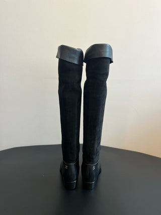 Chane* Autumn/Winter Suede Colorblock Slip-On Knight Mid-Tall Boots