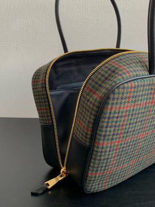 mi⭐️mi⭐️ Houndstooth briefcase, black