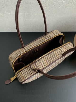 mi⭐️mi⭐️ Houndstooth Bowling Bag Beige