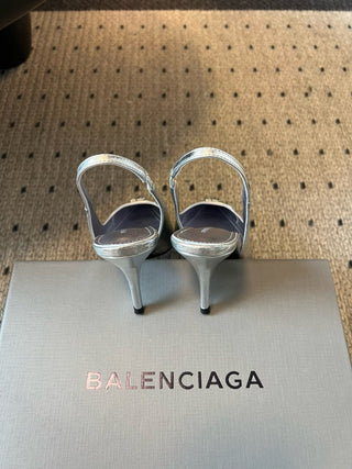 Balenciag* pointed-toe kitten-heel pumps