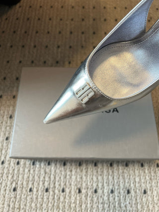 Balenciag* pointed-toe kitten-heel pumps