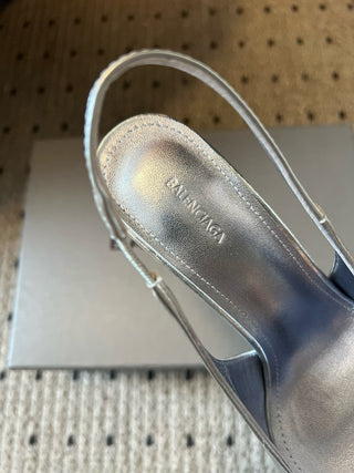Balenciag* pointed-toe kitten-heel pumps