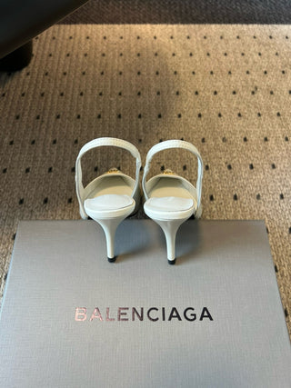 Balenciag* pointed-toe kitten-heel pumps
