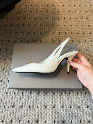 Balenciag* pointed-toe kitten-heel pumps