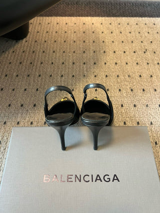 Balenciag* pointed-toe kitten-heel pumps