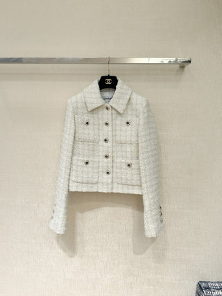 Chane 25K Black Tweed Sequined Jacket