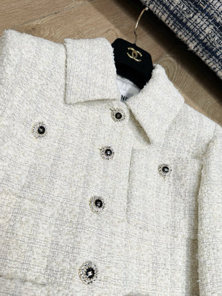 Chane 25K Black Tweed Sequined Jacket