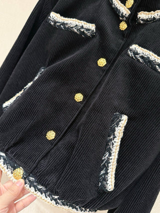 Chane 25K Métiers d'Art collection new top-tier striped corduroy jacket