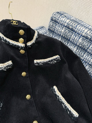 Chane 25K Métiers d'Art collection new top-tier striped corduroy jacket