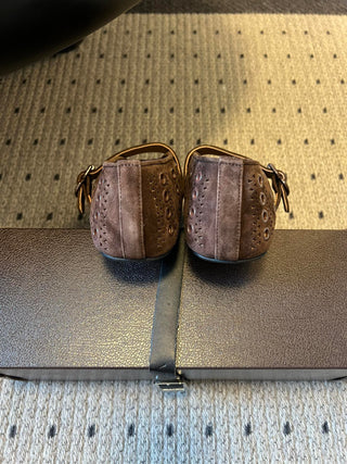 26ss Flat Round Hollow-Out Mary Jane Shoes