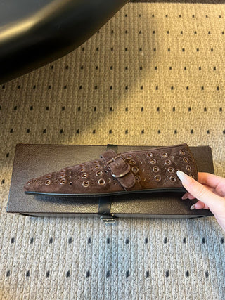 26ss Flat Round Hollow-Out Mary Jane Shoes