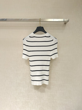 26C Early Spring Collection Striped Knit Short-Sleeve