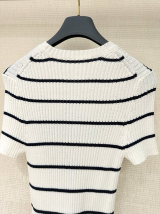 26C Early Spring Collection Striped Knit Short-Sleeve
