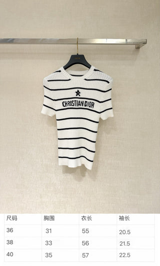 26C Early Spring Collection Striped Knit Short-Sleeve