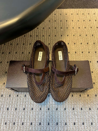 26ss Flat Mesh Knit Mary Jane Shoes