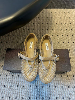 26ss Flat Mesh Knit Mary Jane Shoes