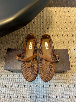 26ss Flat Mesh Knit Mary Jane Shoes