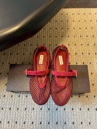 26ss Flat Mesh Knit Mary Jane Shoes